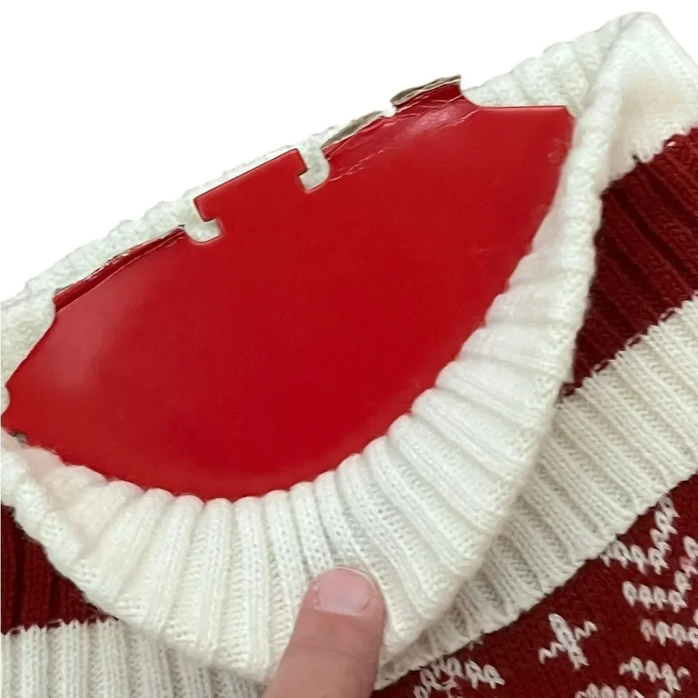 Red and White Knit Dog Sweater, Size‎ M